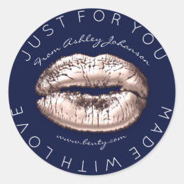 Mit Liebe Rose Kiss Pink Navy Makeup Lips Runder Aufkleber
