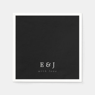 Mit Liebe Schwarz & Weiß-Elegant-Monogramm-Hochzei Serviette