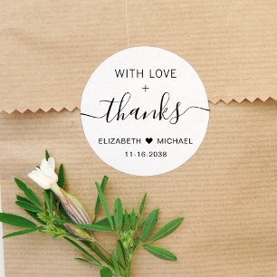 Mit Liebe und Dank Hochzeit Runder Aufkleber
