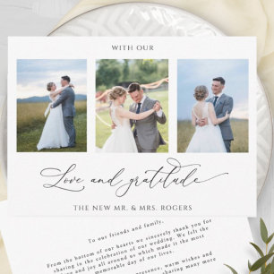 Mit Liebe und Dankbarkeit Elegantes Foto Hochzeit Dankeskarte