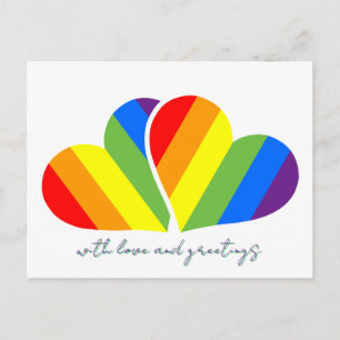 mit Liebe und Regenbogenherzen Postkarte