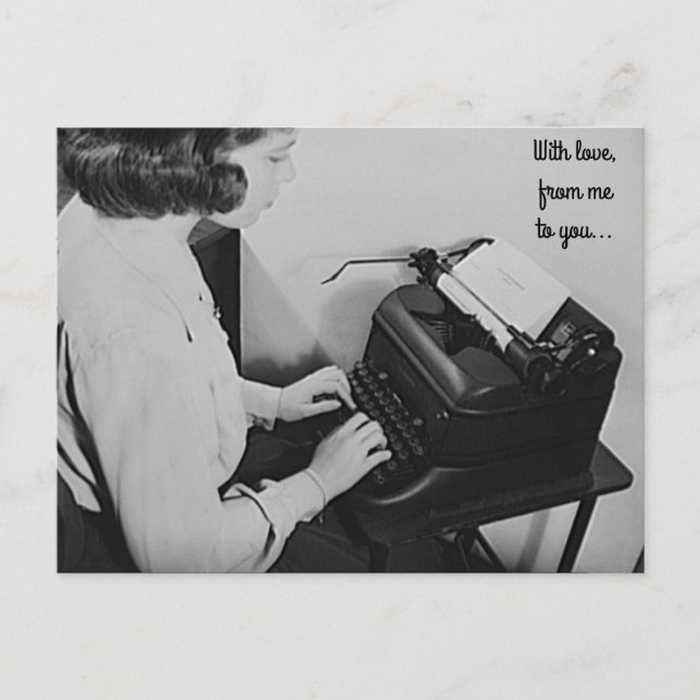 Mit Liebe Vintager Schreibmaschine Postkarte (Vorderseite)