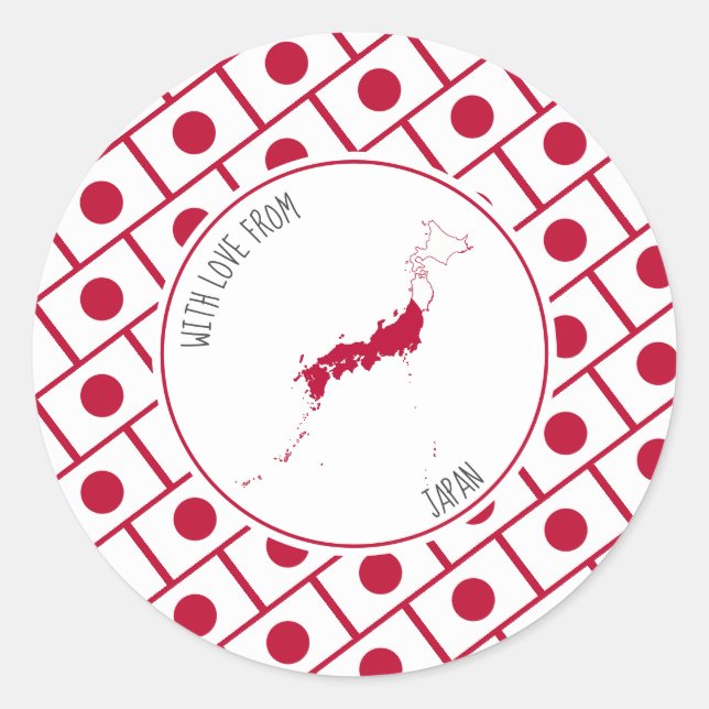 Mit Liebe von JAPAN Flag Map Runder Aufkleber (Vorderseite)