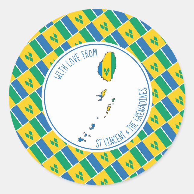 Mit Liebe von ST VINCENT FLAG Vincentian Map Runder Aufkleber (Vorderseite)
