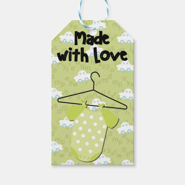 Mit Liebe-Wäschetags hergestellt Geschenkanhänger (Vorderseite)