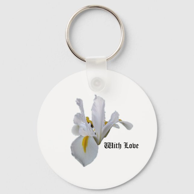 Mit Liebe White Iris Schlüsselanhänger (Vorderseite)