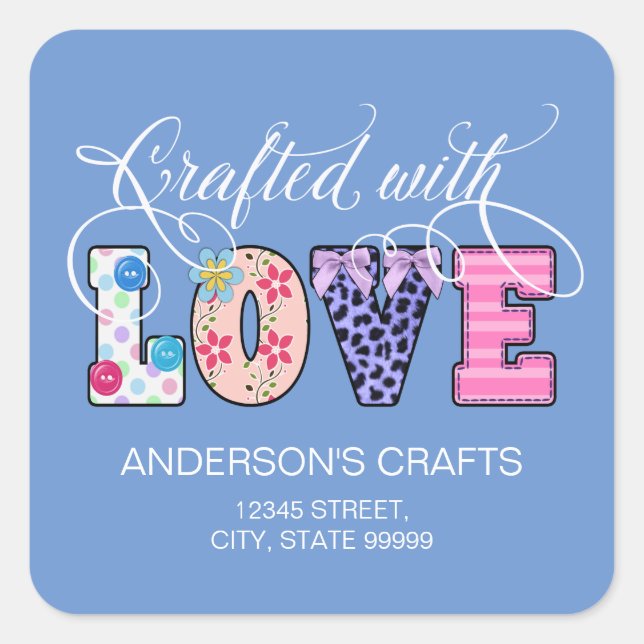 Mit Liebe White Script ID193 Quadratischer Aufkleber (Vorderseite)