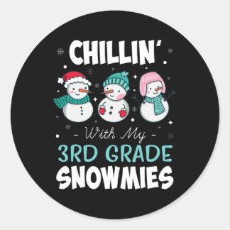 Mit meinem 3. Klasse Snowmies Lehrer Weihnachtsges Runder Aufkleber