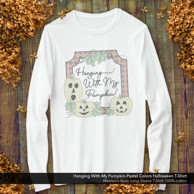 Mit meinem Kürbispastellfarben Halloween T-Shirt (Hanging With My Pumpkin-Pastel Colors Halloween Long Sleeve T-Shirt)
