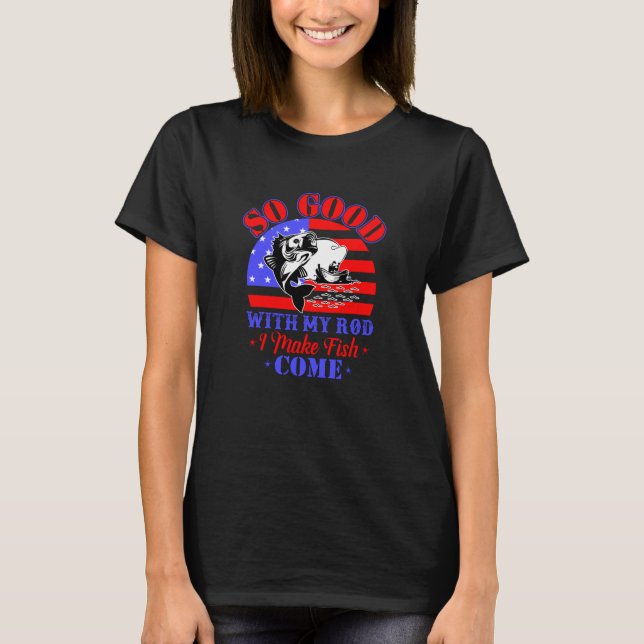 Mit meinem Rod bringe ich Fisch zum Angeln T-Shirt (Vorderseite)