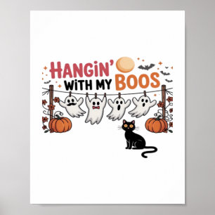 Mit meinen Boos-Geistern hängen, schwarze Katze ha Poster