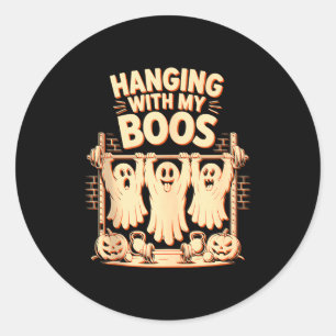 Mit meinen Boos lustiges Halloween-Geist Workout Runder Aufkleber