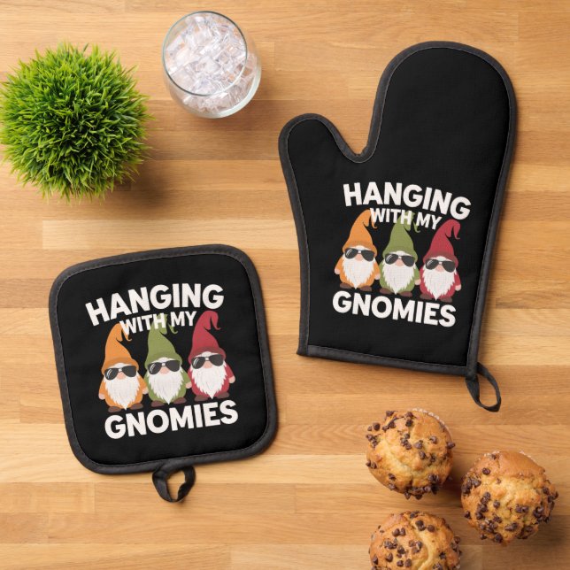 Mit meinen Gnomen-Garten-Genom Ofenhandschuh & Topflappen-Set (Oben Unten)