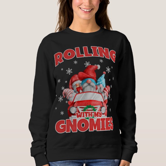 Mit meinen Gnomen lustige Gnome in Autoremisten ro Sweatshirt (Vorderseite)