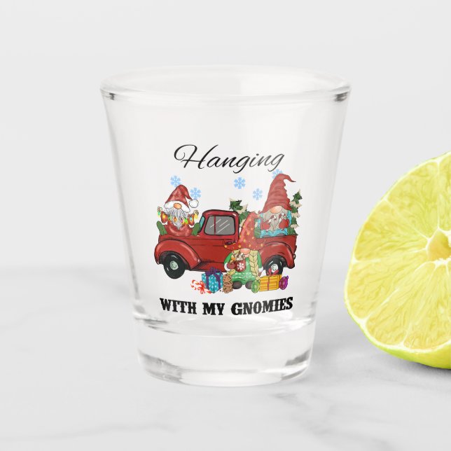 Mit meinen Gnomen umgehen - Niedliche Weihnachten Schnapsglas (Vorderseite)