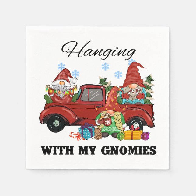 Mit meinen Gnomen umgehen - Niedliche Weihnachten Serviette (Vorderseite)