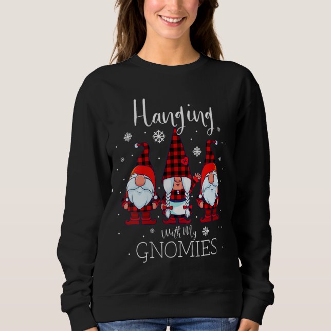 Mit meinen Gnomen Weihnachts Buffalo Kariert Ga Sweatshirt (Vorderseite)