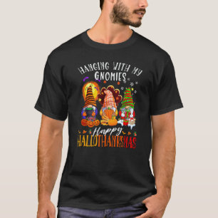 Mit meinen Gnomies abhängen Frohes Hallothanksmas T-Shirt