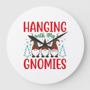 Mit meinen Gnomies Weihnachtsgnom hängen Große Wanduhr