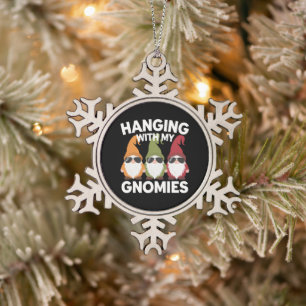 Mit meinen Gnomies zusammenhängend Lustiger Garten Schneeflocken Zinn-Ornament
