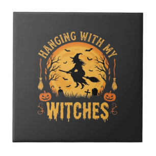 Mit meinen Hexen abhängen Halloween-Design (2) Fliese