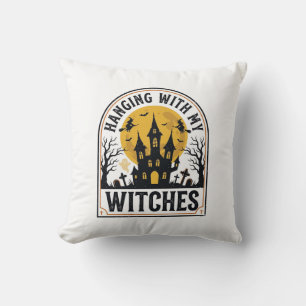 Mit meinen Hexen abhängen Vintage Halloween Design Kissen