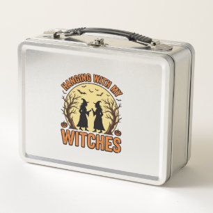 Mit meinen Hexen abhängen Vintage Halloween Design Metall Brotdose