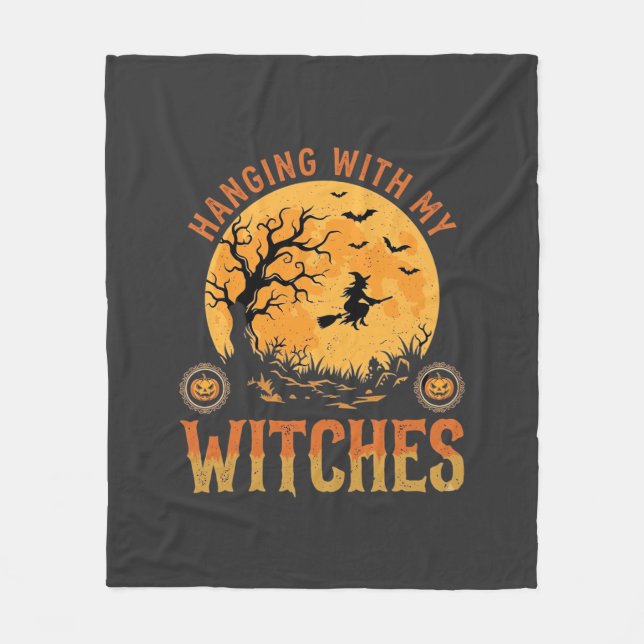 Mit meinen Hexen Halloween Fleecedecke (Vorderseite)