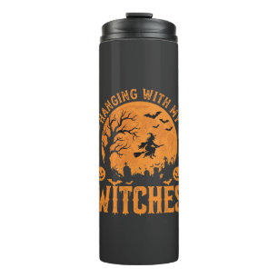 Mit meinen Hexen hängend Halloween-Design (3) Thermosbecher