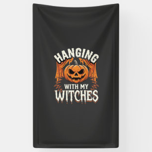 Mit meinen Hexen hängend Halloween-Kürbis Banner