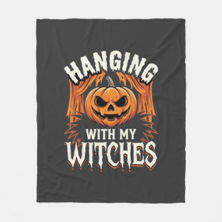 Mit meinen Hexen hängend Halloween-Kürbis Fleecedecke