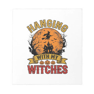 Mit meinen Hexen hängend Halloween Vintage-Shirt D Notizblock