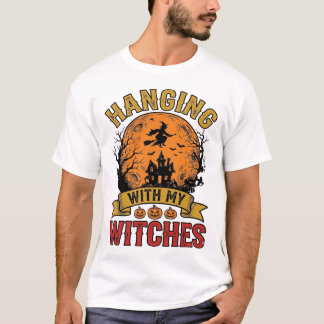 Mit meinen Hexen hängend Halloween Vintage-Shirt D T-Shirt