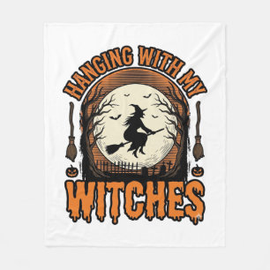 Mit meinen Hexen hängend Vintage Halloween-Shirt D Fleecedecke