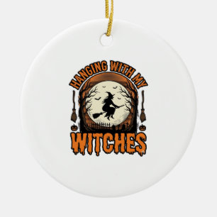 Mit meinen Hexen hängend Vintage-Halloween-Shirt D Keramik Ornament