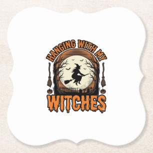 Mit meinen Hexen hängend Vintage-Halloween-Shirt D Untersetzer