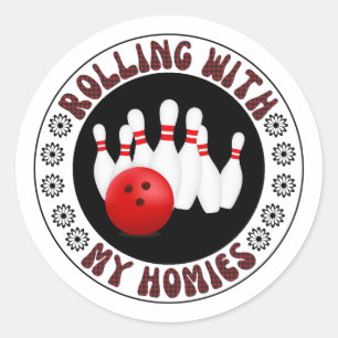 Mit meinen Homies kegeln Geschenke für Bowling-Keg Runder Aufkleber