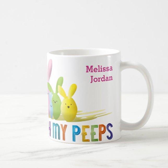 Mit meinen Pieps Niedliche, farbenfrohe Kaninchen Kaffeetasse (Rechts)