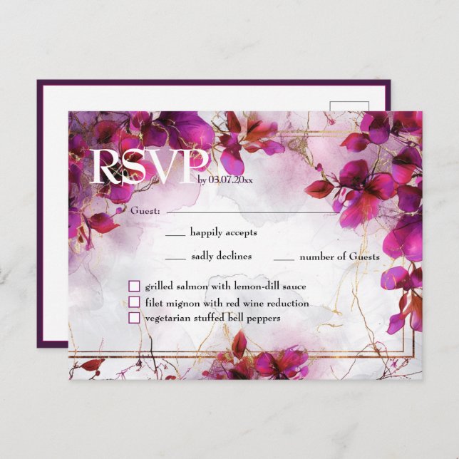 Mit Menü Fuchsia Verzauberung: Wasserfarbe Postkarte (Vorne/Hinten)