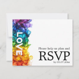 🌈 mit Menü LGBTQ gestrichen mit Liebe Hochzeit RSVP Karte