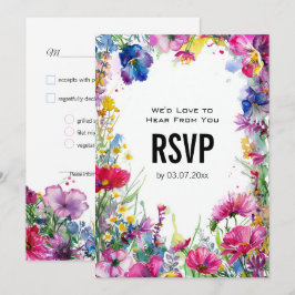 💍 mit Menü Meadow Blooms RSVP-Karte Einladung