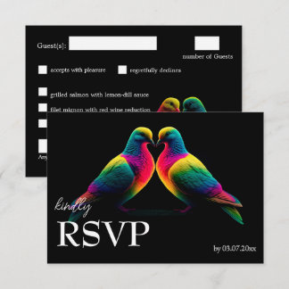Mit Menü. 🌈🕊️Tauben des Versprechens RSVP Karte