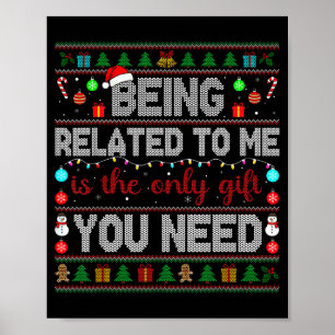 Mit mir verwandt Lustiges Weihnachten Familie Xmas Poster