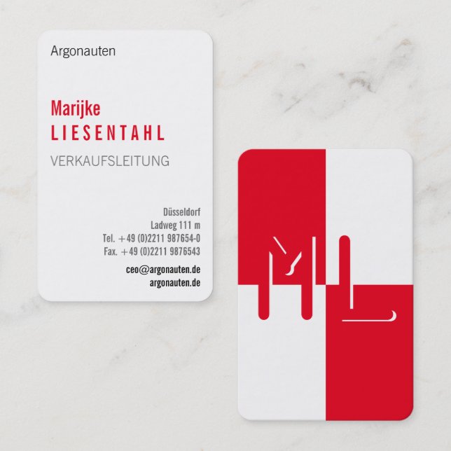 Mit Monogram Hochformat Visitenkarte (Vorne/Hinten)