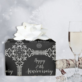 Mit Monogramm 25. Hochzeitstil Geschenkpapier