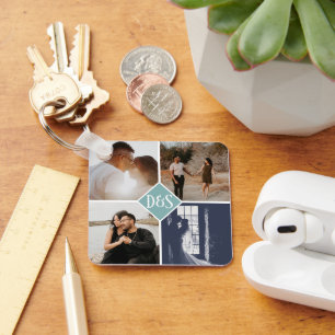 Mit Monogramm 5 Foto Benutzerdefinierte Collage Pe Schlüsselanhänger