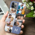 Mit Monogramm 5 Fotomaterial Blau Case-Mate iPhone Hülle<br><div class="desc">Maßgeschneiderte iPhone-Gehäuse mit Ihrer ersten, Multi-Foto-Collage und blauem Hintergrund. Die Fotovorlage ist für Sie bereit, Ihre Bilder im Uhrzeigersinn von oben nach rechts hinzuzufügen. Das Set ist für Sie bereit. Die Collage aus dem Foto verwendet Landschafts- und Porträtformate, um Ihnen eine Vielzahl von Optionen zu bieten, um Ihre Lieblingspics in...</div>