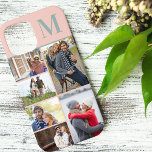 Mit Monogramm 6 Fotomaterial Peach Green Case-Mate iPhone Hülle<br><div class="desc">Mit Monogramm Foto Collage iPhone Gehäuse, die Sie mit 6 Ihrer Lieblings-Fotos und Ihre erste personalisieren können. Die Vorlage ist für Sie bereit, um Ihre Fotos hinzuzufügen, arbeiten oben nach unten auf der verlassen Seite, dann oben nach unten auf der rechten Seite. Das Design hat einen pfirsichfarbenen Hintergrund mit grüner...</div>