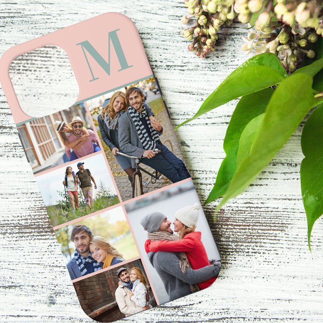 Mit Monogramm 6 Fotomaterial Peach Green Case-Mate iPhone Hülle (Von Creator hochgeladen)