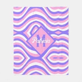 Mit Monogramm 70er Groovy pink & lila psychedelisc Fleecedecke